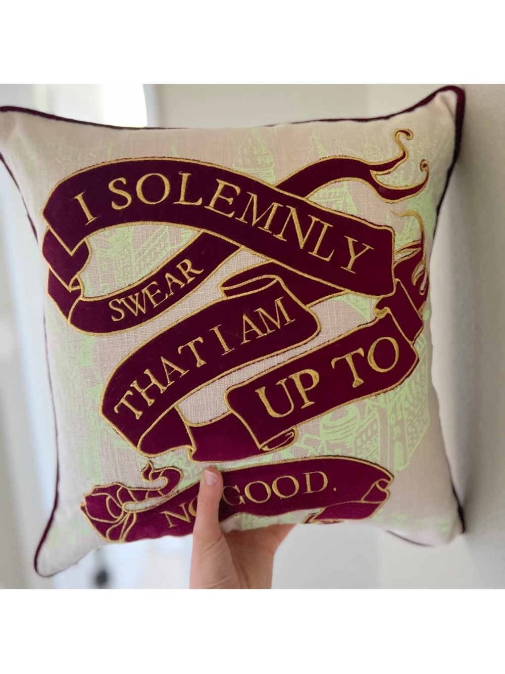Pottery Barn Teen Harry Potter Marauders Map Pillow Cover 18x18 Glow In The Dark - Picture 4 of 13